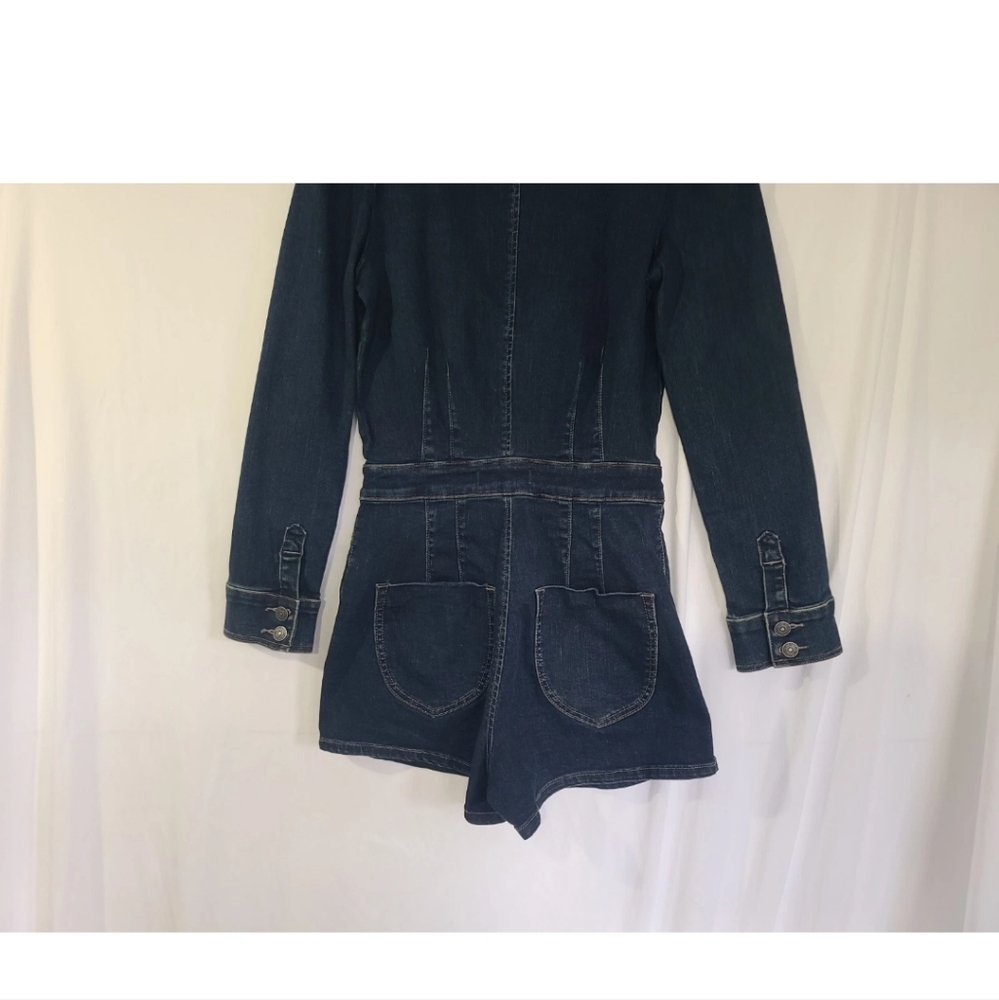 Free People x We the Free CRVY Blue Denim High Society Playsuit Romper US 6 - Picture 11 of 11